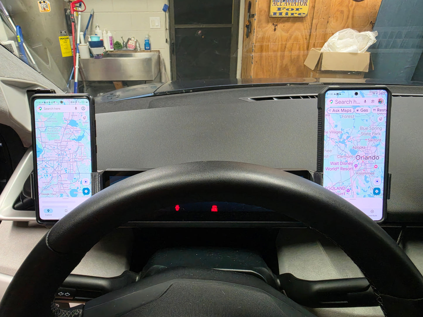 Fisker Ocean Phone Holder mounted on the LEFT side of driver's display.